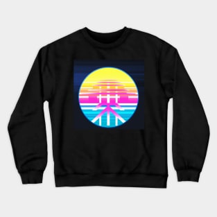 Colorful cyber abstraction circle sun Crewneck Sweatshirt